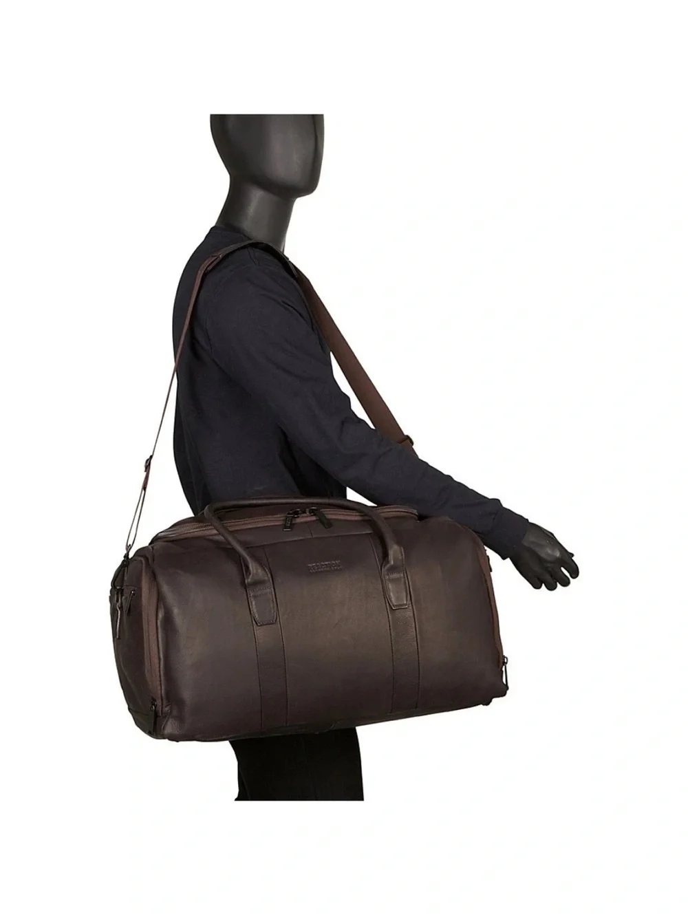 Kenneth Cole Reaction Black Leather Duffel Bag Colombian Leather Single Travel